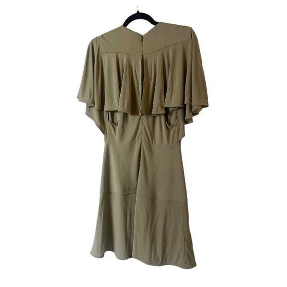 BALENCIAGA SAGE GREEN FLUTTER SLEEVE DROP WAIST A-LINE DRESS -VINTAGE! - Picture 2 of 8